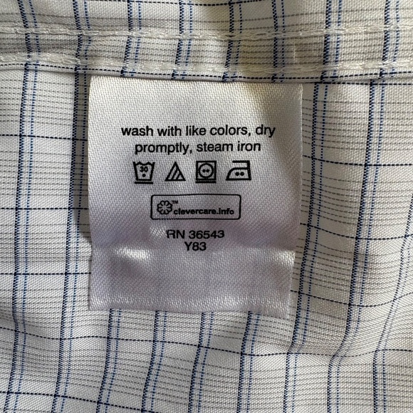 Calvin Klein Dress Shirt, Stretch, White/Blue Plaid, Neck, 17-17 1/2, 34/35, NWT - Picture 15 of 16